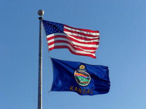 The United States and Kansas flag (photo credit: J. Stephen Conn on Flickr)