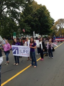Students for Life of Branford walk in the town's Columbus Day Parade. 