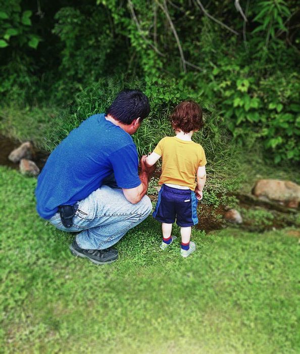 Jeff Christie with his son. His wife was pregnant after rape.