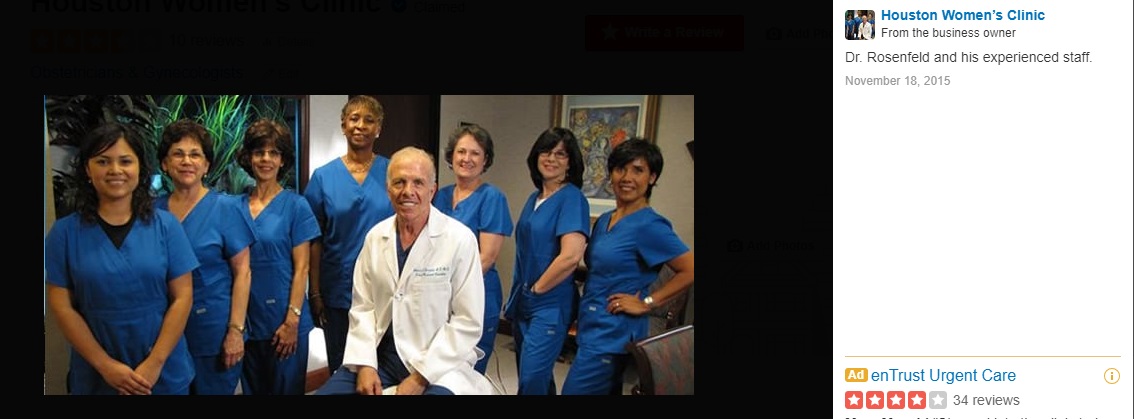 Image: Abortionist Bernard Rosenfeld and the Houston Women's Clinic staff (Image credit: Yelp) 