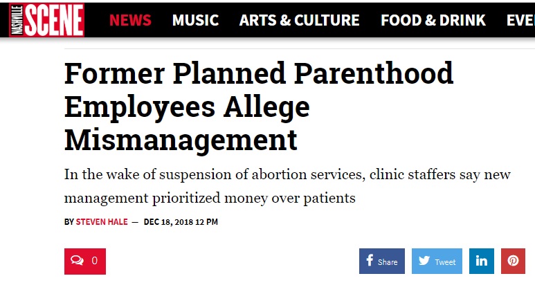 Image: Planned Parenthood staffers in TN allege mismanagement (Image: NashvilleScene.com) 