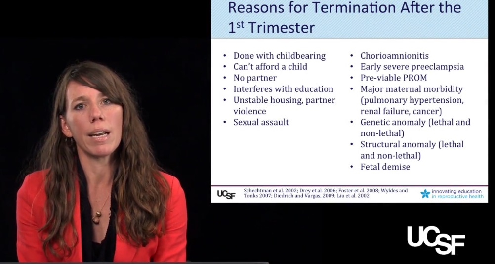 Image: Jennifer Kerns at UCSF reasons abortions after first trimester