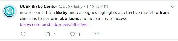 Image: UCSF Bixby trains abortion to increase access (Image: Twitter)