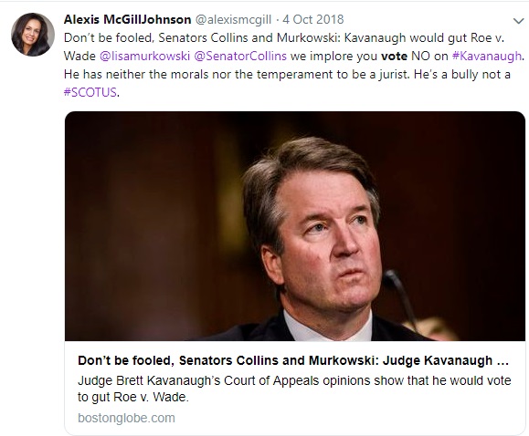 Image: Alexis McGill Board Acting Planned Parenthood president on Kavanaugh (Image: Twitter)