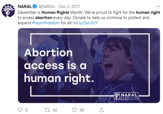 Image: NARAL abortion is a human right (Image: Twitter) 