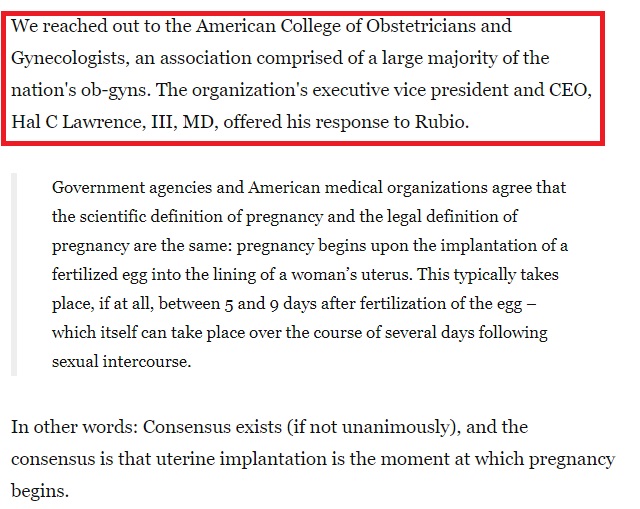 Image: Media Bias WAPO journalist Philip Bump false conclusion on when life begins uses pro-abortion ACOG