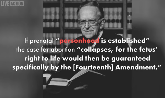 Image: Roe v Wade abortion decision collapses if personhood is established (Image: Live Action video on history of abortion) 