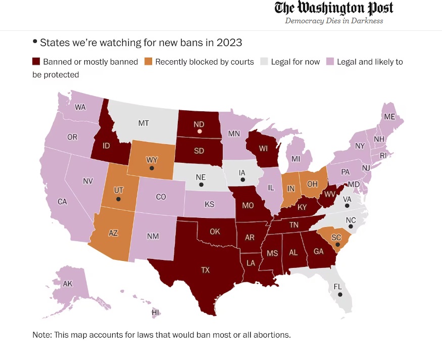 WAPO states that could ban abortion in 2023