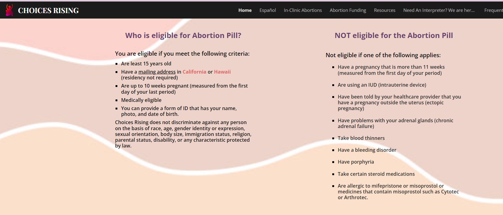 Choices Rising virtual abortion pill dispensary willing to ship pills to minors