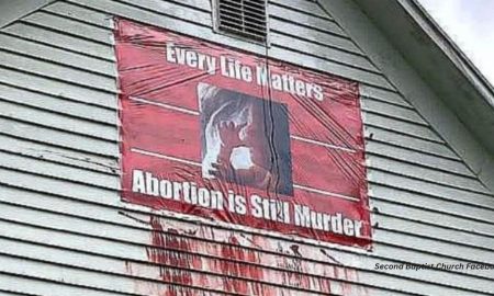 abortion, Baptist church vandalized