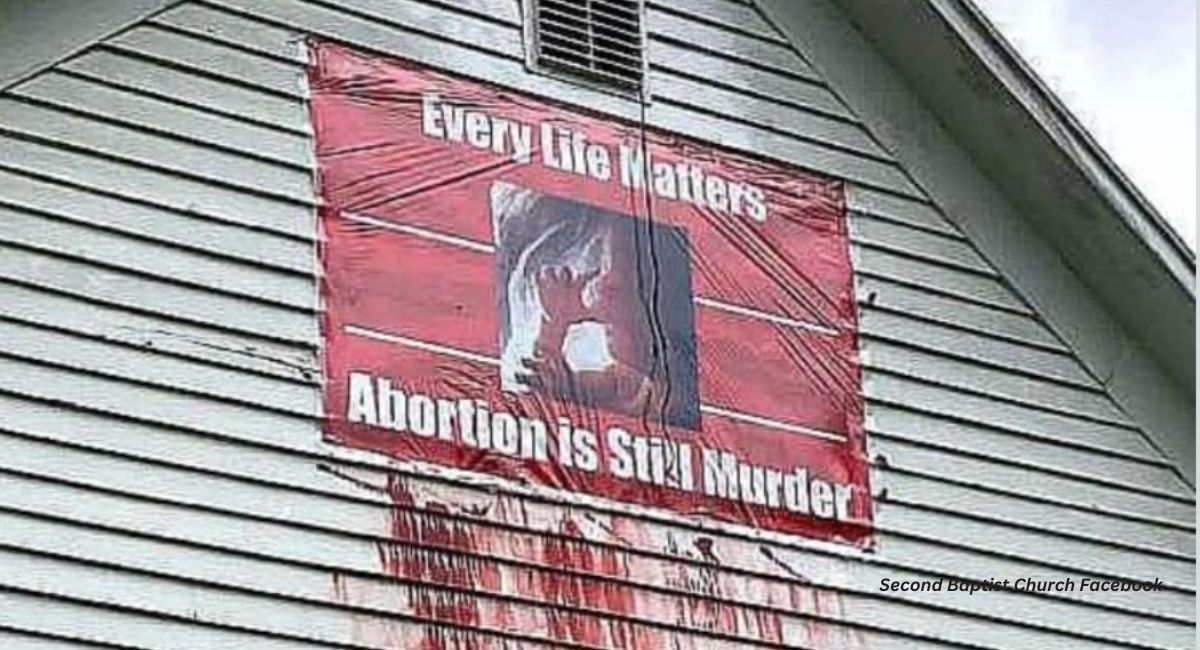 abortion, Baptist church vandalized