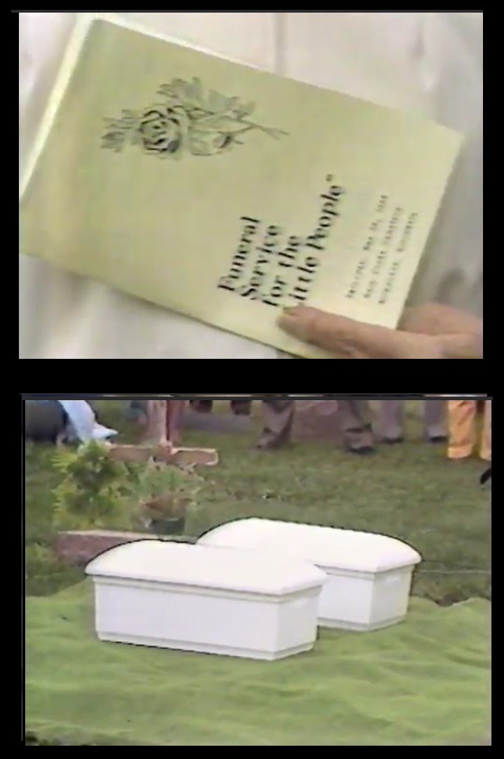 1984 Funeral for Little People and caskets of Aborted Babies dumped in trash gravesite