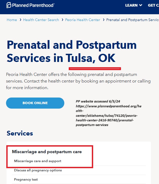 Planned Parenthood Tulsa Oklahoma offers miscarriage care
