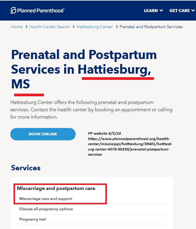 Planned Parenthood center in Hattiesburg, Mississippi offer miscarriage care