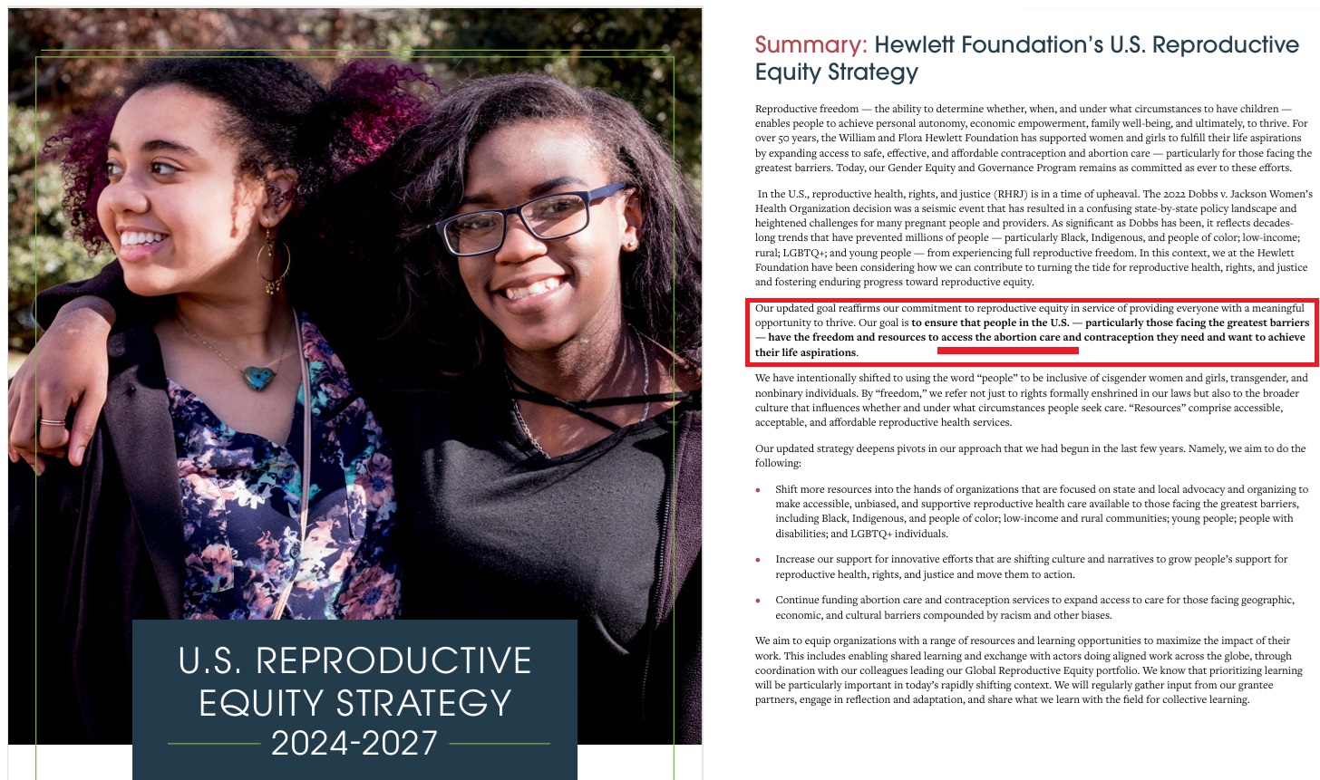 Hewlett Foundation 2024-27 Strategy to push more abortion