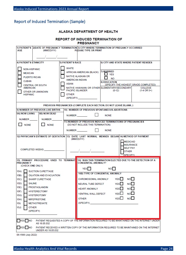 Alaska abortion by reason 2023