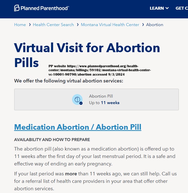 Planned Parenthood Virtual Abortion Telehealth up to 11 weeks