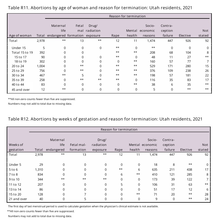 Utah abortion by reason 2021