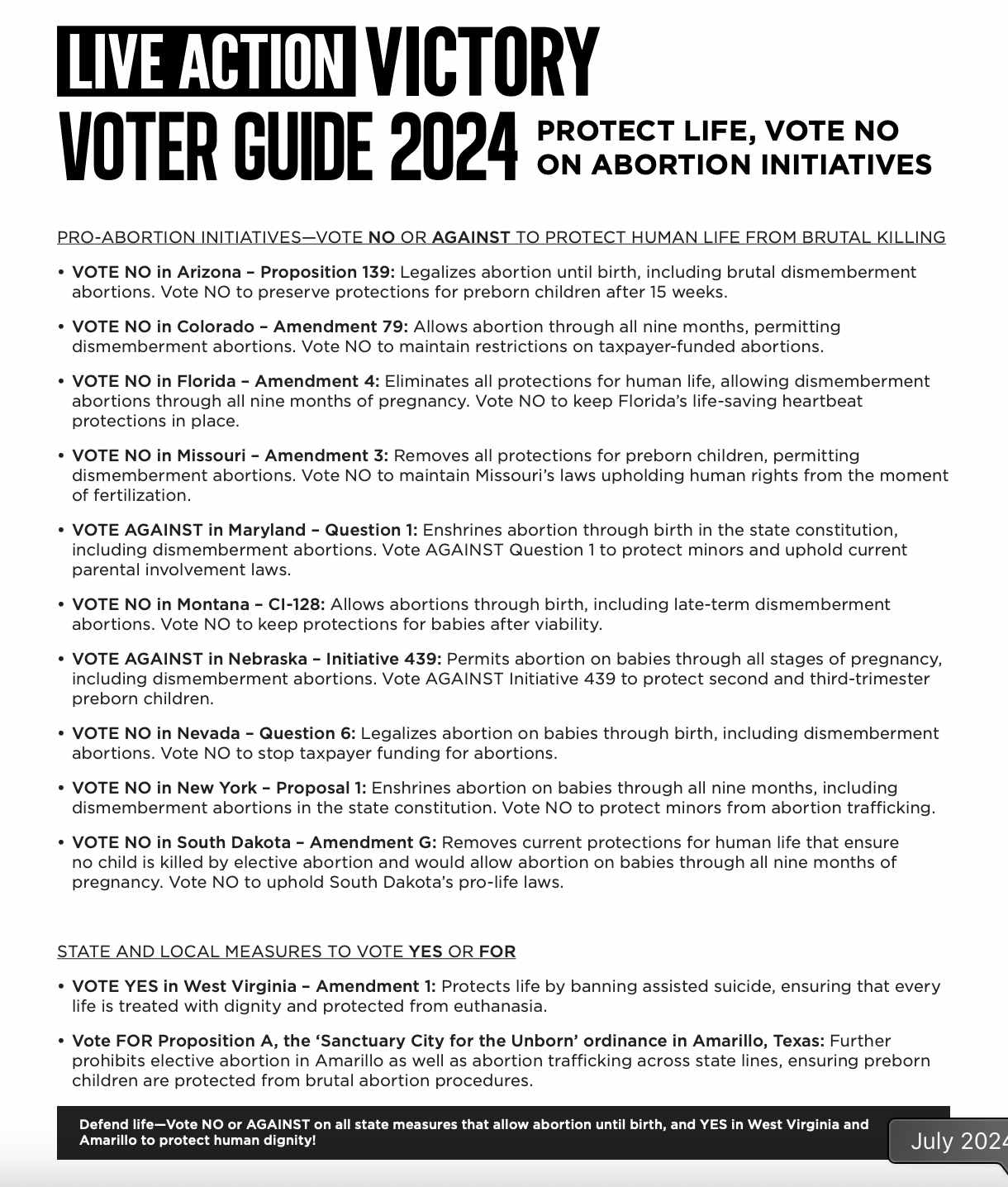 Newly launched 'Live Action Victory' releases 2024 Voter Guide