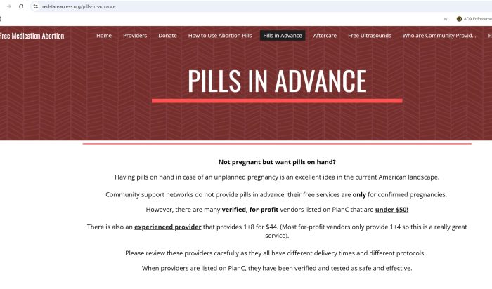 RedStateAccess promotes Pills in Advanced or prepping abortion pills