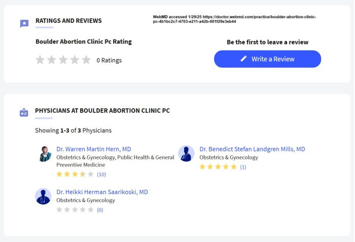 WebMD abortion docs at late-term Boulder Abortion Clinic