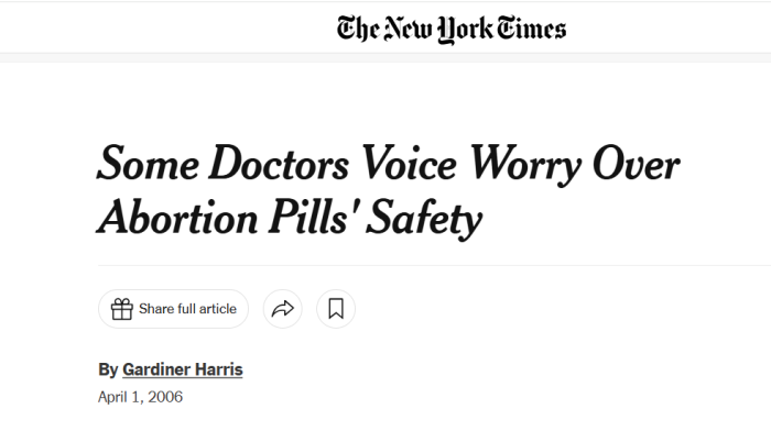 Abortionists skeptical of abortion pill safety New York Times