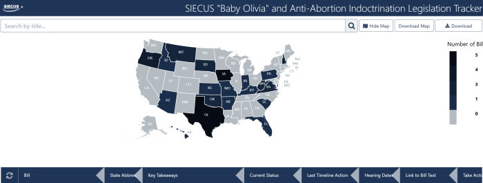 SIECUS Baby Olivia Legislative tracker